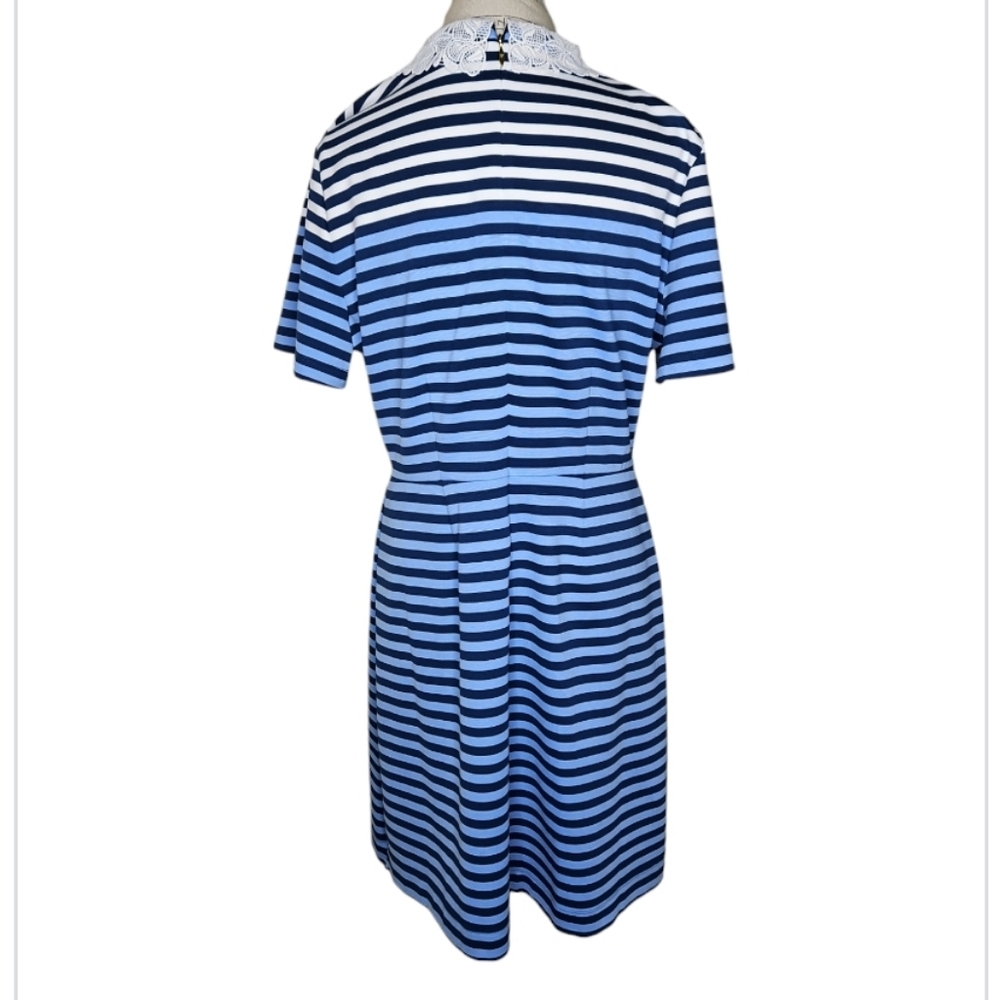 Draper James Lace Collar Persley Ponte Knit Striped Dress Size XL - Picture 2 of 7